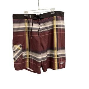 Aftco Size 40 Mens Board Shorts Fishing Swim Trunks Plaid Lightweight Cargo